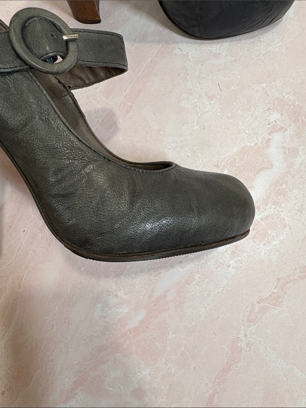 Joie Charcoal Gray Mary Jane High Block Hidden Platform Heel Pumps 38/US 8 - Picture 8 of 9